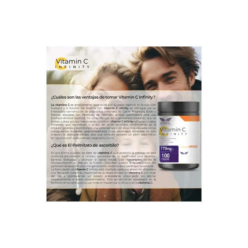 Eternal Nutrition Infinity Vitamina Glutatión 100 Cápsulas Complejo Zinc Flavonoides
