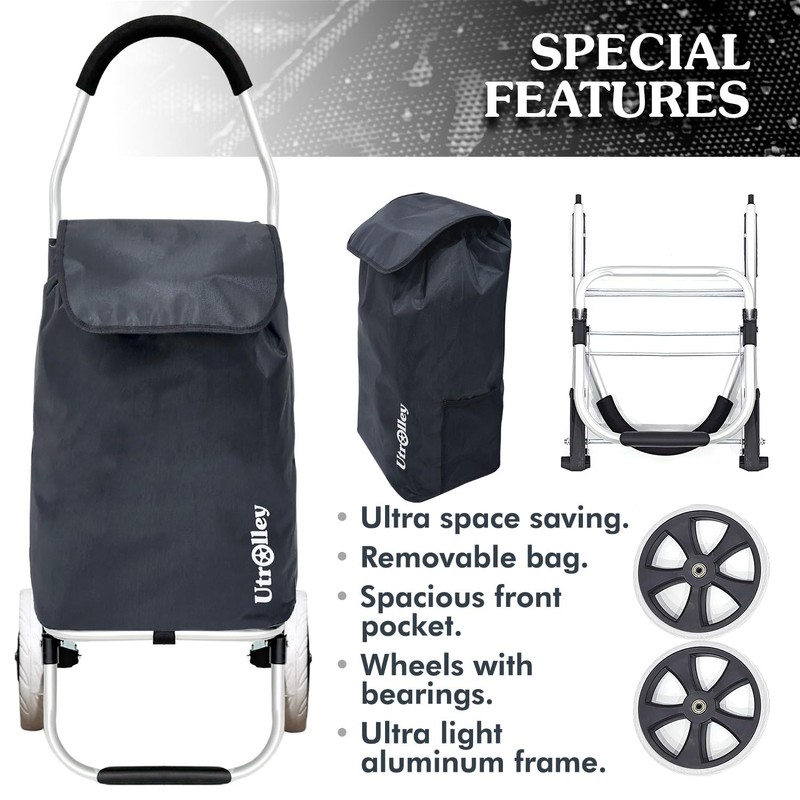 Ultra-Lightweight Foldable Grocery Cart with 40L Capacity, Soft Rolling Wheels,