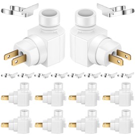 Reginary 8 Sets Night Light Bases, 360° Plug in Rotating Night Light Modules with On/Off Switch and Metal Clips Plastic Swivel Wall Lamp Plug for Making Your Own Bubble Lights Crafts (White)