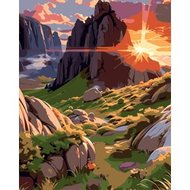 Aestalrcus Mountainous Paint by Numbers Kit for Adults, Landscape Paint by Number Kits Mountainous, Acrylic Painting by Numbers for Home Wall Decoration 16x20 Inch