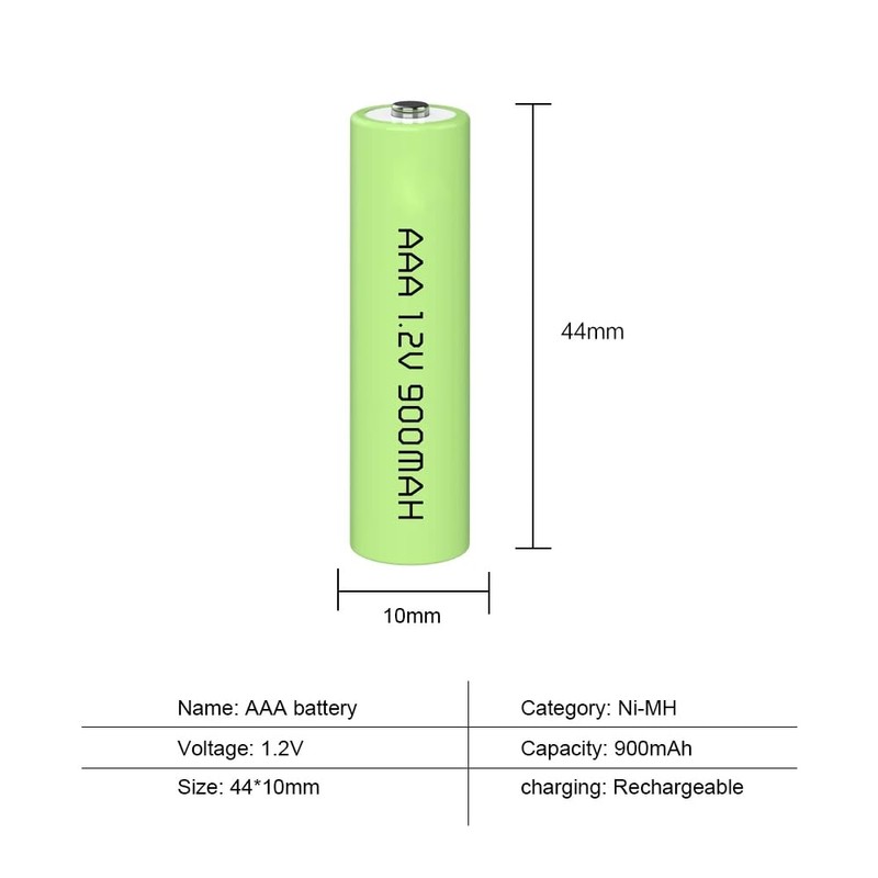 12 Packs 1.2V AAA Size 900mAh Ni-MH Rechargable Batteries Triple