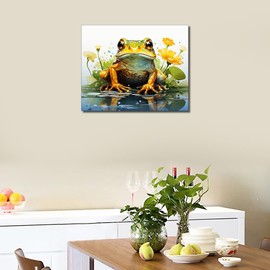 TISHIRON Frog Paint by Numbers Adults Animals DIY Painting by Numbers for Adults with Brushes Lotus Leaf Painting Sets Painting by Numbers Kits on Canvas Crafts 40 x 50 cm Frameless