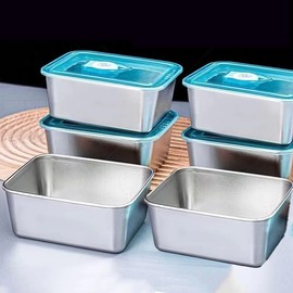 souso 6pcs 304 Stainless Steel Food Containers with Lids, Stacking Snack Container, Reusable Containers For Snacks, Prep Containers Metal Lunch Container for Office
