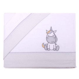 PEKITAS Bebe 3-Piece Bed Linen Set, Crib, Cot, 60 x 120 cm, 100% Cotton (White Unicorn)