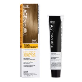 AGE beautiful Permanent Hair Color Dye Liqui Creme | 100% Gray Coverage | Anti-Aging Haircolor | Biotin for Thicker, Fuller Hair | Professional Salon Coloring | 8NNG Medium Intense Golden Blonde