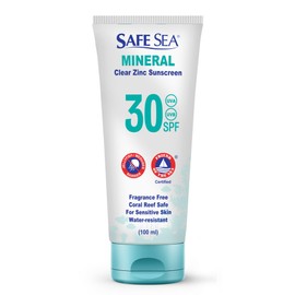 Safe Sea Zinkoxid-Sonnenschutz LSF30 | Klarer Mineralischer Gesichts-Sonnenschutz ohne Weißguss | Anti-Quallen-Stachel-Schutzlotion | Korallenriffsicher | Reisegröße – 100 ml