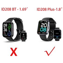 ID208 Plus Smart Watch Case,Lamshaw Soft All Around TPU Case with Screen Protector Compatible for Quican/ENOMIR/Tensky/Fitpolo/Aeac/WMK/Konitee/VRPEFIT ID208 Plus Smart Watch-1.8" (Black+Clear)