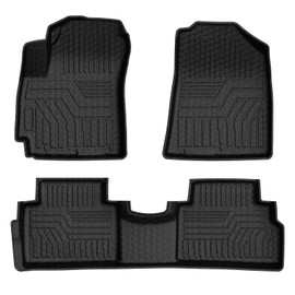 Mixsuper Floor Mats for Kia Soul 2020-2025 2026, Custom Fit TPE All-Weather Floor Liners, Waterproof Anti-Slip Heavy Duty Mats, 1st and 2nd Row Accessories Set Black