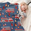 Ollabaky Red Fire Trucks Baby Blanket for Boys Girls Cotton