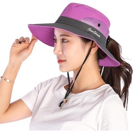 VICSPORT Sun Hat Women's Foldable UV Protection Summer Hat Hiking Hat Fishing Hat Garden Hat Waterproof Outdoor Bush Hat with Adjustable Chin Strap, Violet-n