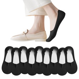 TENNOLA 9 pairs Thin No show socks womens Summer Low Cut Liner Non Slip invisible socks for women black, white, and beige Size 8-12