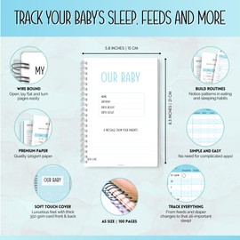 Baby Daily Logbook | Track Sleep, Feeds, Diapers, & More | Simple, Easy Routine Builder for New Parents | A5 (Blue)
