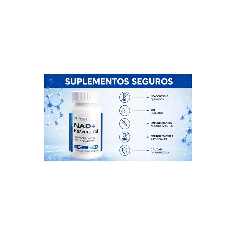 NAD Resveratrol 120 Cápsulas NAD Resveratrol Supplement, Cellular Energy, 120