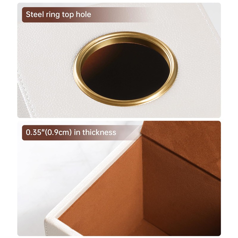 MEIBOOCH Square Tissue Box Cover, Luxury PU Leather Tissue Holder