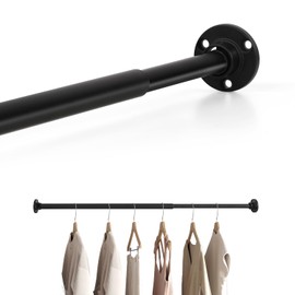 TYRON Mini Thin Closet Rod for Hanging Clothes, 1/2" Diameter,12 to 18 In. Adjustable Closet Rod, Metal Closet Bar Hanging Rod for Baby Kids Closet, Small Space (Black,1 Pcs)
