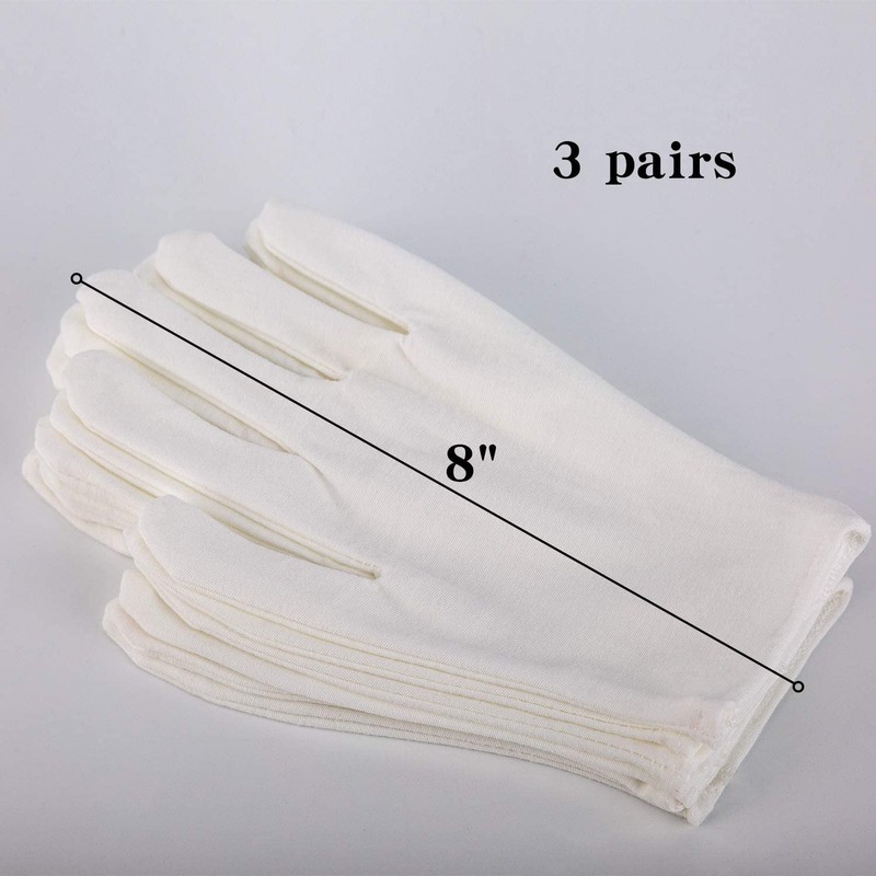 LUTER 3 Pairs White Cotton Gloves Fabric Gloves Women and