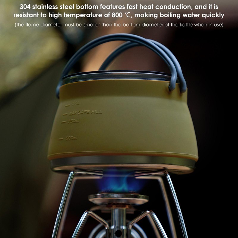 Outdoor Camping Kettle Portable Folding Silicone Kettle Tea Pot Coffee