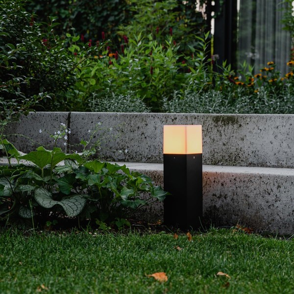 Qazqa - Modern Standing Outdoor Lamp Black with Opal White