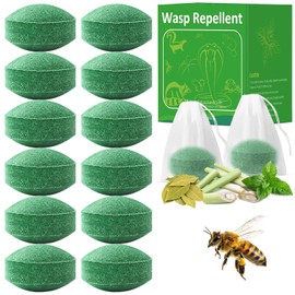 12 Pack Wasp and Bee Repellent, Natural Peppermint Oil Carpenter Bee Repellent for Yellow Jackets, Hornets, Mud Wasps Deterrent for Indoor Outdoor Patio Garden Porch, Pet and Human Safe, Dark Green