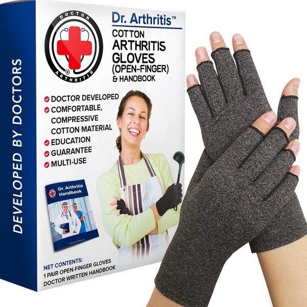 Doctor Developed Compression Gloves / Arthritis Gloves for Women and Men - Doctor Written Handbook Included: Relieve Arthritis Symptoms, Raynauds Disease & Carpal Tunnel [One Pair] (XL)