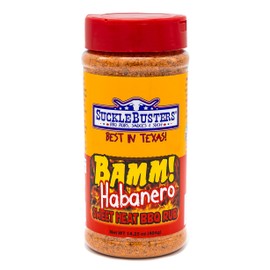 SuckleBusters Bamm Sweet Heat Rub: Super Sweet & Extreme Spicy, Habanero Peppers, Best Hot BBQ Rub for Chicken & Pork, Gluten-Free, No MSG Shaker (14.25oz)