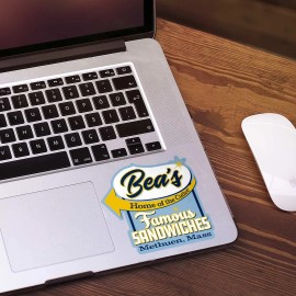 Retro Planet Bumper Sticker; Bea's Famous Sandwiches Die Cut Sticker, Vintage Sub Shop