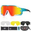 Queshark Polarised Cycling Glasses with 4 Interchangeable Lenses TR90 Frame