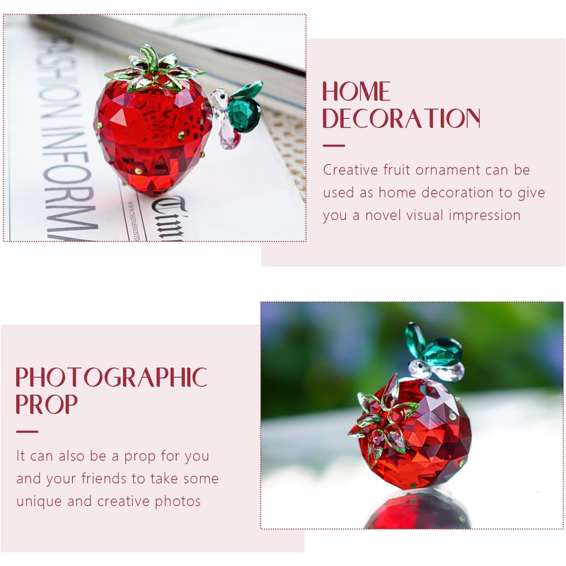 H&D HYALINE & DORA Red Crystal Strawberry Butterfly Decor Figurine