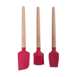 Farberware Mini Wood Baking Set, Includes a Mini Basting Brush, Spatula, and Spoon Spatula, Perfect for Both Sweet and Savory Dishes, Set of 3