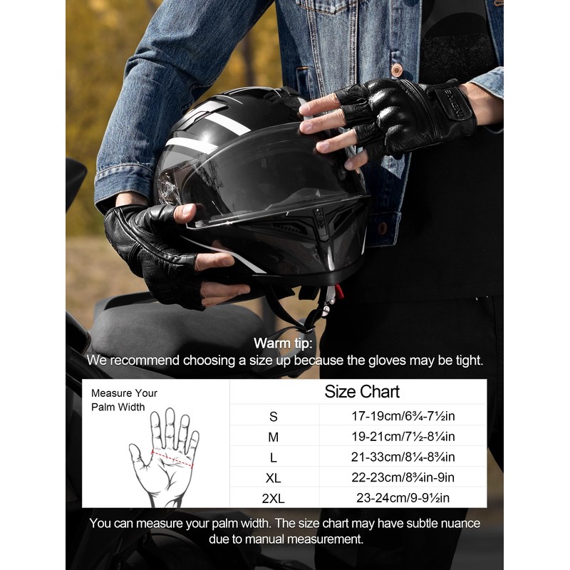 INBIKE Fingerless Motorcycle Gloves Summer Breathable Goatskin Leather Wear Resistant