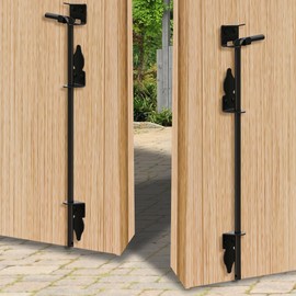 24 Inch Heavy Duty Cane Bolt Gate Drop Rod, Drop Rod Kit for Double Gate, PVC Vinyl Metal Fences Gate Hardware, Wrought Iron Gate Latch for Wooden Fences Metal Gates Doors, Black Finish, 2 Pack