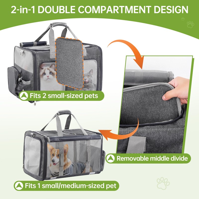 TOYSBOOM Cat Carrier for 2 Cats - Double Pet Carrier