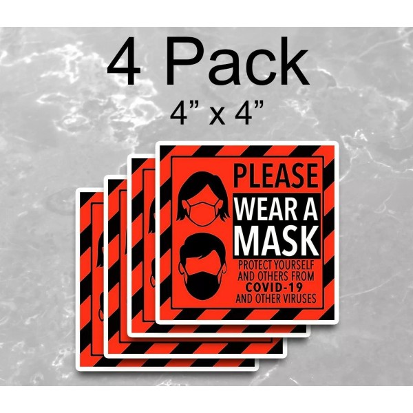 StickUpStudios Please Wear a Mask Warning Red and Black Vinyl