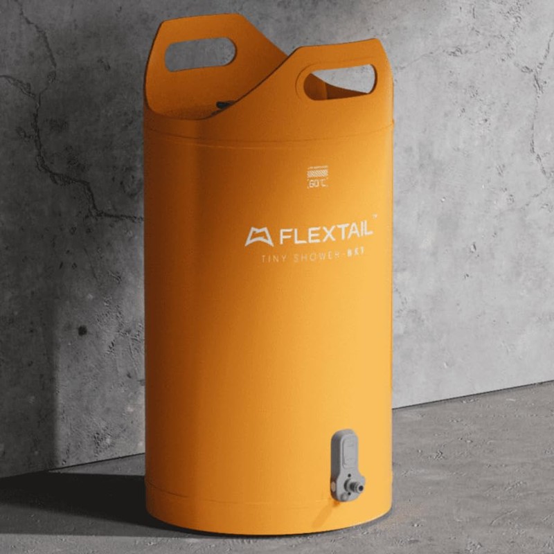FLEXTAILGEAR Camping Shower Bucket with Built-in Electric Pump, Portable Camp