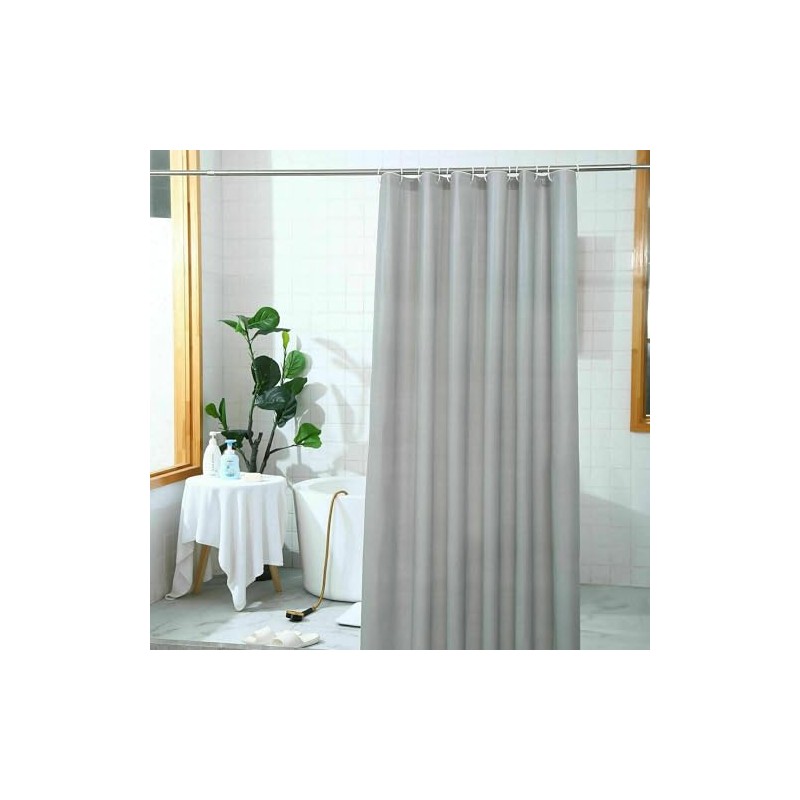 AAMERA Shower Curtain, Waterproof, 180x180cm, With 12 Hook Rings, Grey