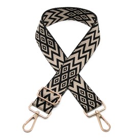 Long Keeper Wide Purse Strap - Adjustable Shoulder Strap Crossbody Handbag Replacement Bag Strap Guitar Straps (Style3-Black Beige)