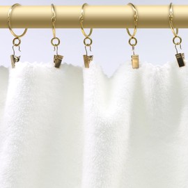 Coideal Open Curtain Rings with Eyelet - 20 Pack 1.5 Inch Openable Metal Drapery Ring Loops, Fits Up to 1 1/4 in Rod (Gold)