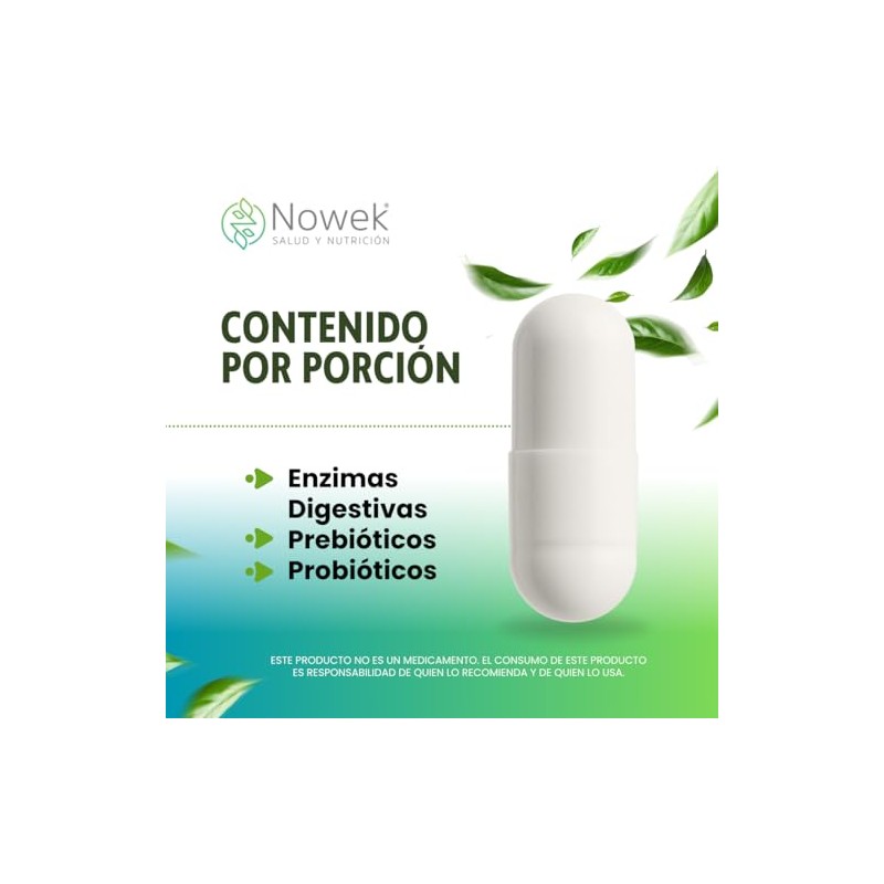 Nowek | Pre y Probióticos + Enzimas Digestivas 1000 mg