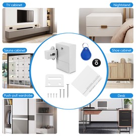 Jevina Invisible Cabinet Lock Cabinet RFID Locking Kit IC Card Sensor DIY Digital No Perforated Hole for Lockers Drawers Wood Slant