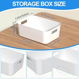 Tyminin 6 Pack White Pantry Organizer Bins, Plastic Containers with Handle for Kitchen, Freezer, Cabinet, Closet, Bathroom Under Sink Storage