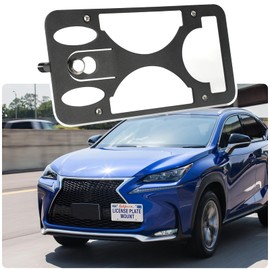 No Drill License Plate Holder Compatible with Lexus NX 2015-2021 Front Tow Hook License Plate Mount Bumper Bracket Holder Car Tag Frame Adapter Accessories