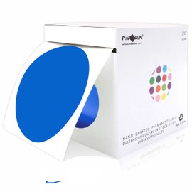 PARLAIM 3 Inch Color Code Circle Dot Stickers, 500pcs Round Color Coding Labels w/ Dispenser Box for Inventory Business, Blue