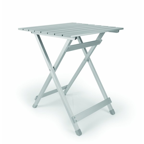 Camco Large Aluminum Side Table | Features Easy Setup & Supports Up to 110lbs | 19.5 L x 20” W x 24.25” H | Great for Camping, RVing & More | Folds to 2” (W) for RV Storage and Organization (51891)