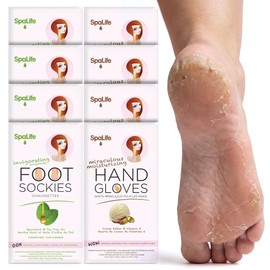 SpaLife Moisturizing Hand Gloves & Foot Mask Socks | Korean Skincare Set for Dry Cracked Hands & Dry Cracked Feet Callus Remover Alternative | Self Care Gifts for Women | 4 Hand, 4 Foot