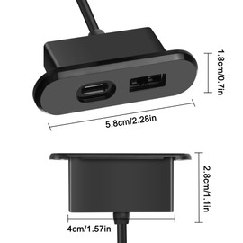 XMSJSIY USB USB C Desk Power Grommet Outlet 5V/2A USB/Type-C Embedded Charging Port Phone Desktop Charger Scoket Station for Sofa Table Bedside Workbench Office,Home-1.2M/3.9FT