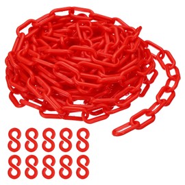 PATIKIL Cadena de Plástico, Cadena de Barrera de Seguridad de 25 Pies para Control de Multitudes, Eslabones de Cadena de Plástico Rojo de 1/4 de Pulgada (6 mm)