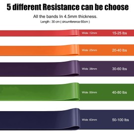 Resistance Bands, Exercise Workout Bands for Women and Men, 5 Set of Stretch Bands for Booty Legs, Pilates Flexbands