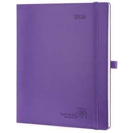 POPRUN 2026 Planner (Large - 8.5'' x 10.5'') - 2026 Weekly Calendar (Jan. 2026 - Dec. 2026) with Hourly Time Slots, Weekly/Monthly Appointment Book for Time Management - Leather Soft Cover - Purple