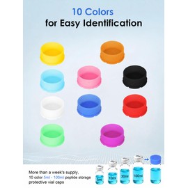 10Pcs 5ml Silicone Peptide Vial Caps, 10 Colors Glass Vial Protective Cover