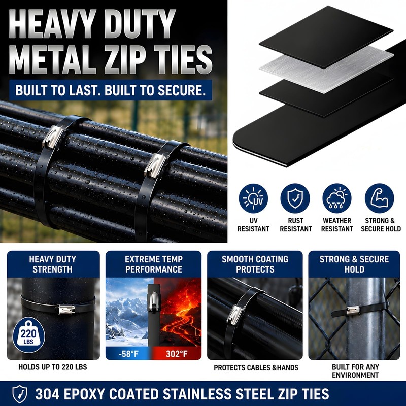ZyCooom Stainless Steel Zip Ties Gun Kit with 304 Metal